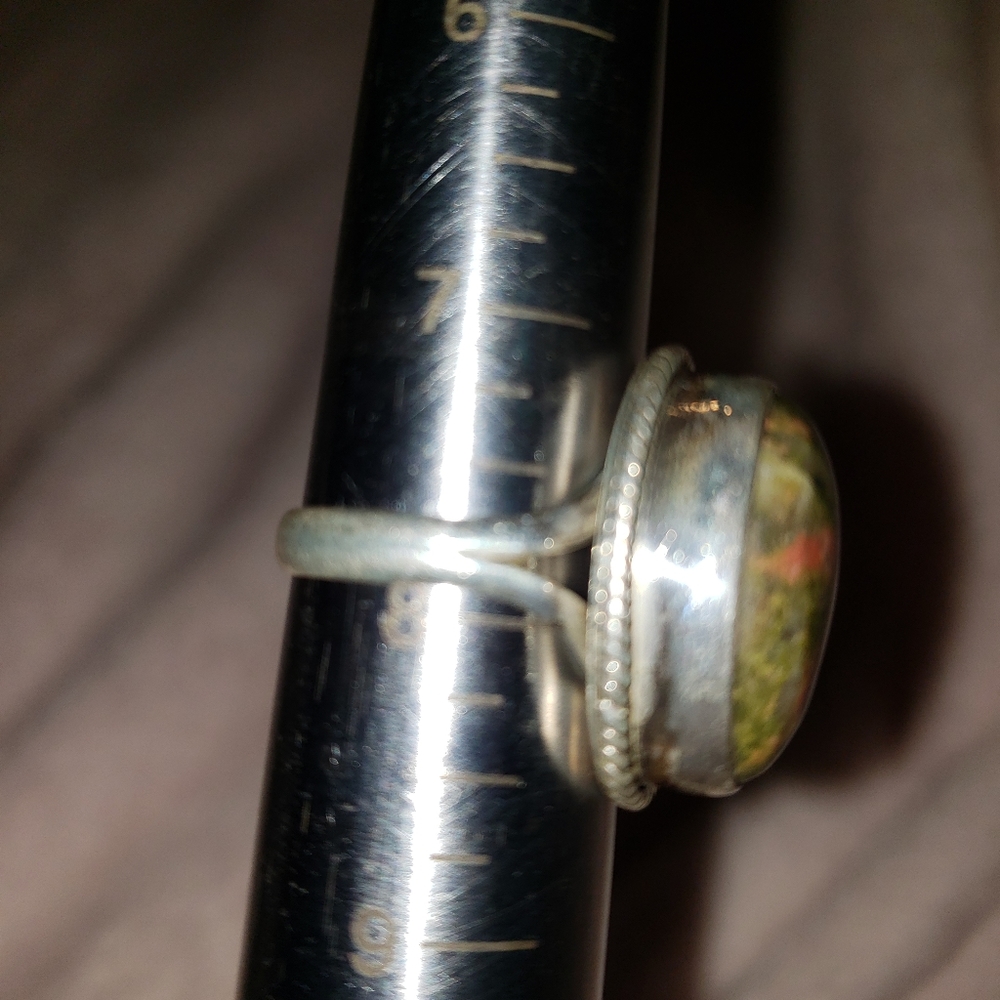 SS pink&green stone ring - Picture 5 of 5
